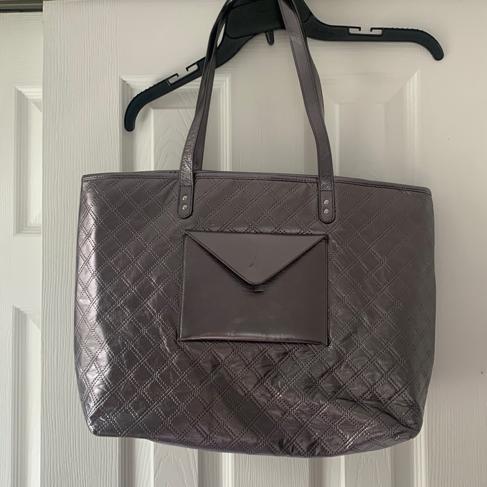 Silver large tote bag from bath and body works
